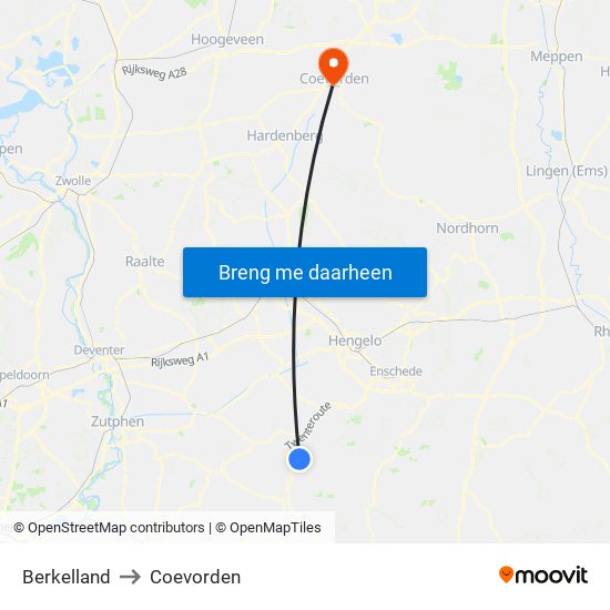 Berkelland to Coevorden map