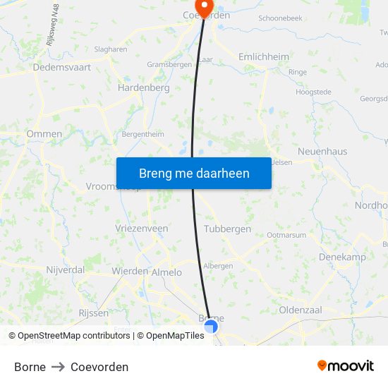 Borne to Coevorden map