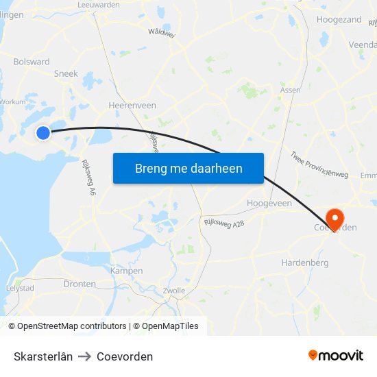 Skarsterlân to Coevorden map