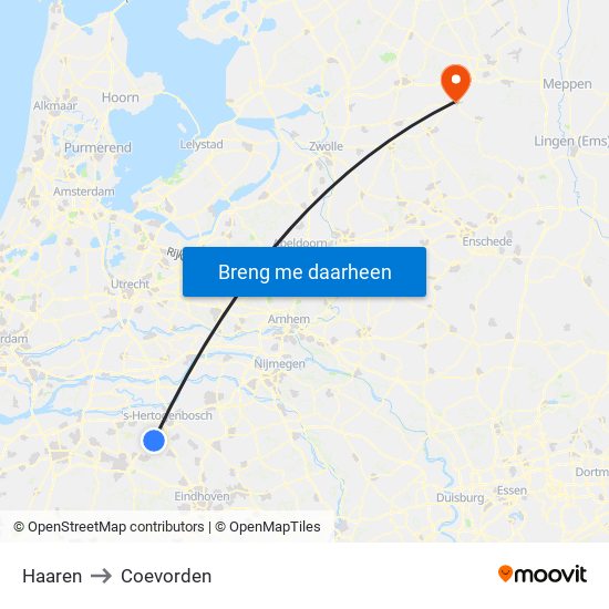 Haaren to Coevorden map