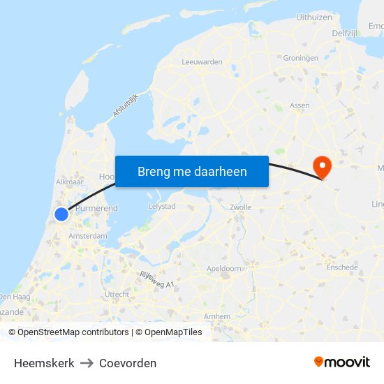 Heemskerk to Coevorden map