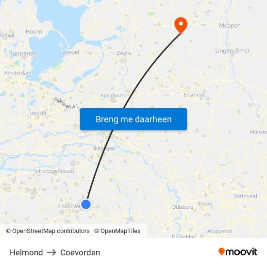 Helmond to Coevorden map