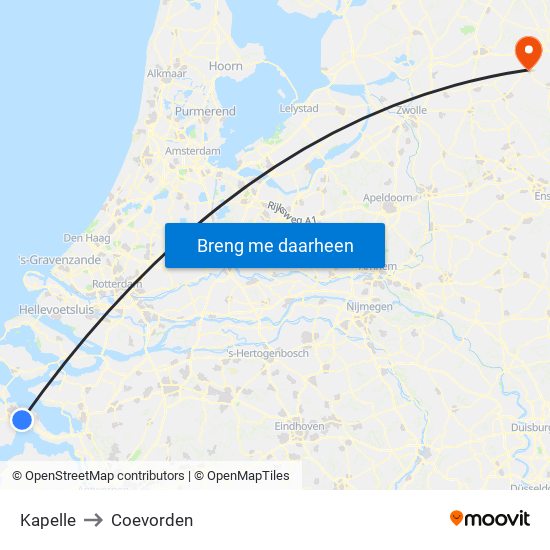 Kapelle to Coevorden map