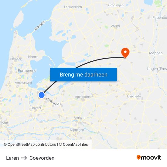 Laren to Coevorden map