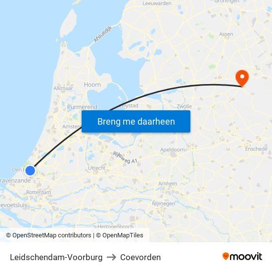 Leidschendam-Voorburg to Coevorden map