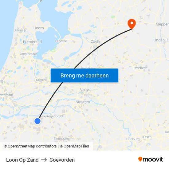 Loon Op Zand to Coevorden map