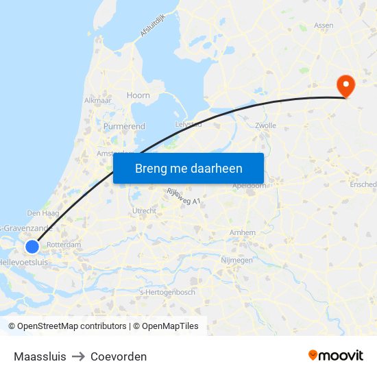 Maassluis to Coevorden map