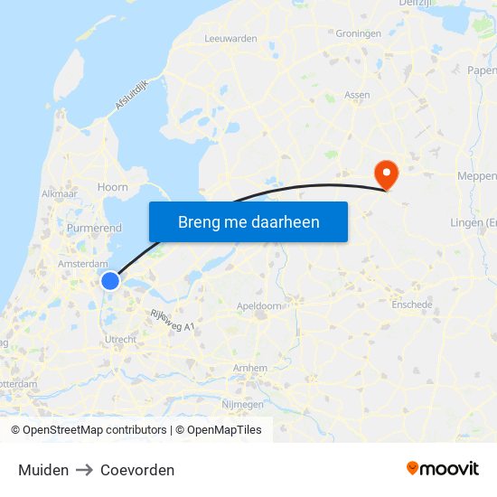 Muiden to Coevorden map