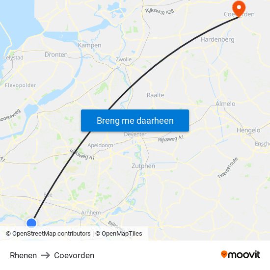 Rhenen to Coevorden map