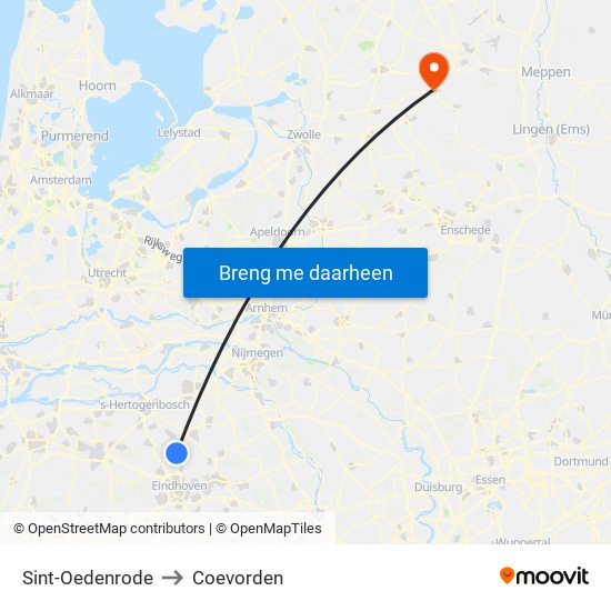 Sint-Oedenrode to Coevorden map