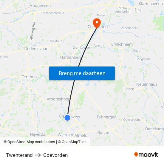 Twenterand to Coevorden map