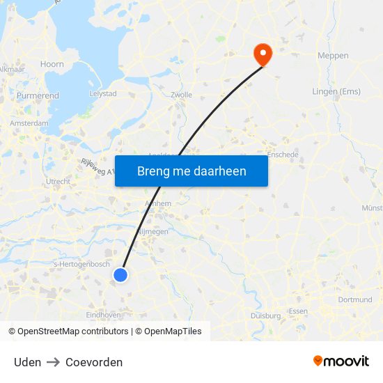 Uden to Coevorden map