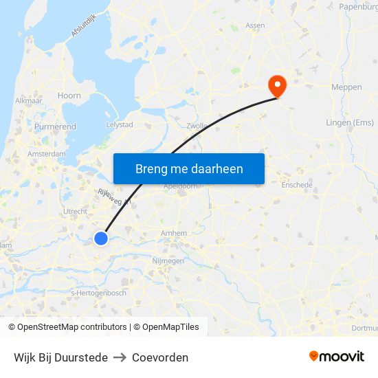 Wijk Bij Duurstede to Coevorden map