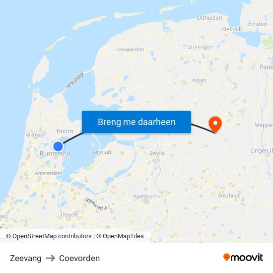 Zeevang to Coevorden map