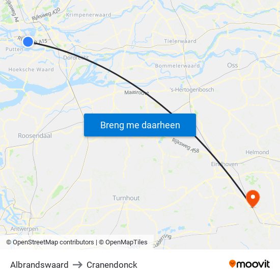 Albrandswaard to Cranendonck map