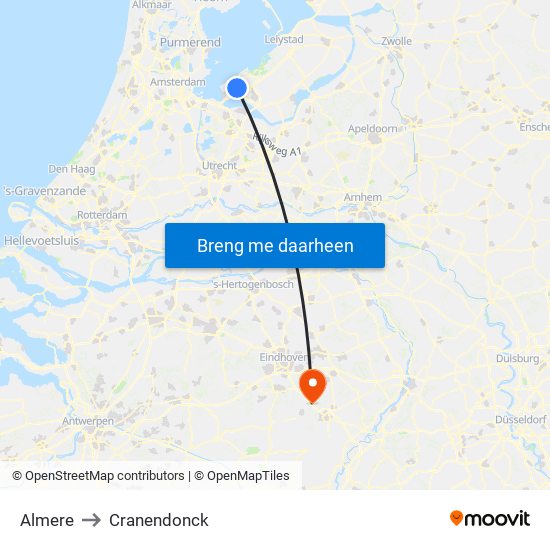 Almere to Cranendonck map