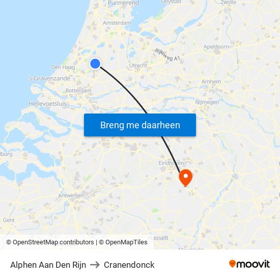 Alphen Aan Den Rijn to Cranendonck map