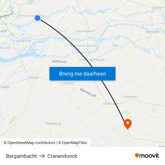 Bergambacht to Cranendonck map