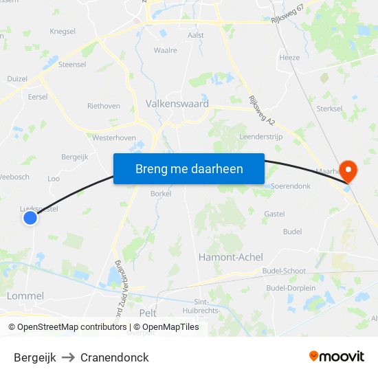 Bergeijk to Cranendonck map