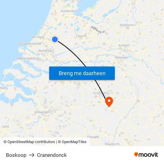 Boskoop to Cranendonck map