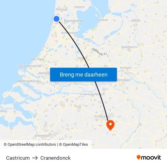 Castricum to Cranendonck map