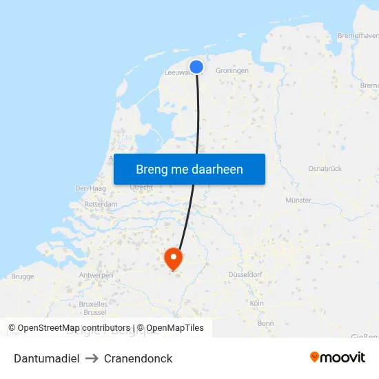 Dantumadiel to Cranendonck map