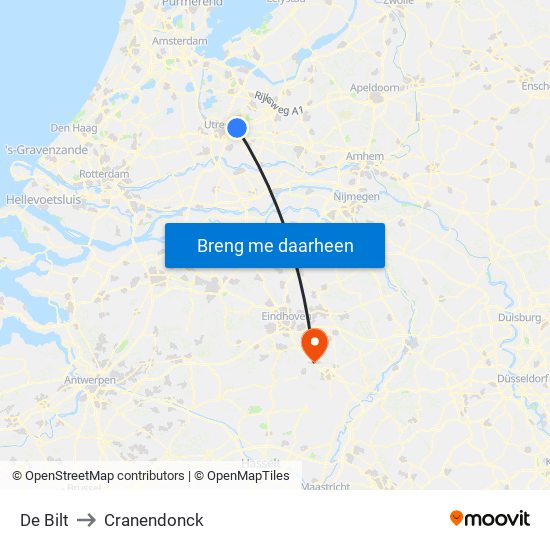 De Bilt to Cranendonck map