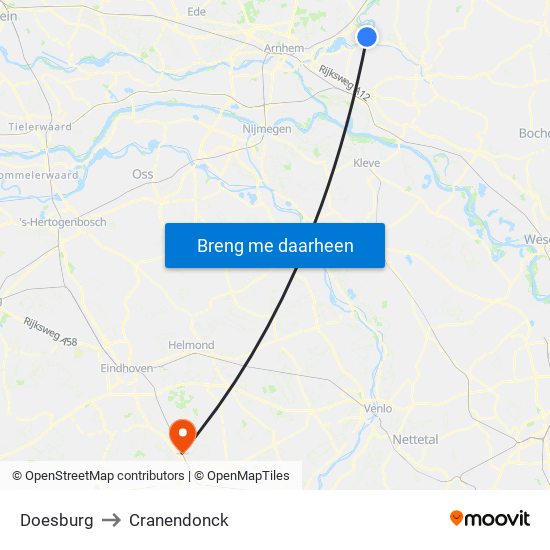 Doesburg to Cranendonck map