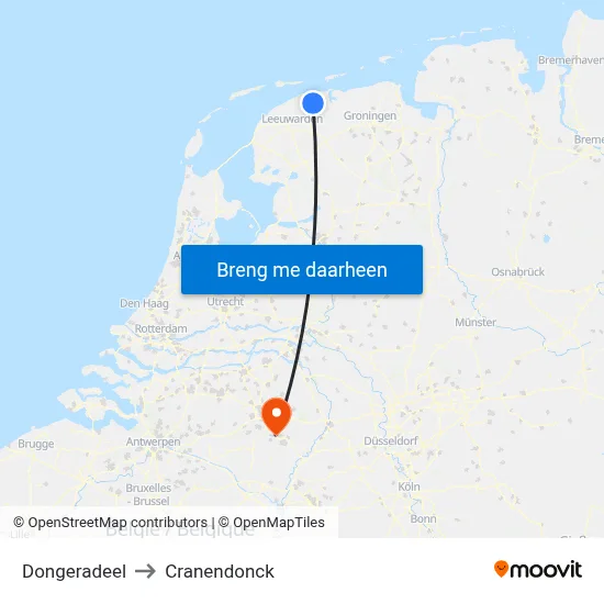 Dongeradeel to Cranendonck map