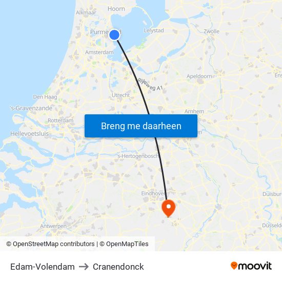 Edam-Volendam to Cranendonck map