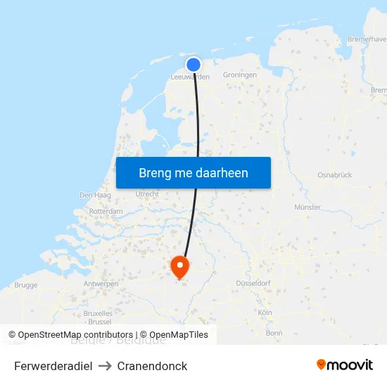 Ferwerderadiel to Cranendonck map