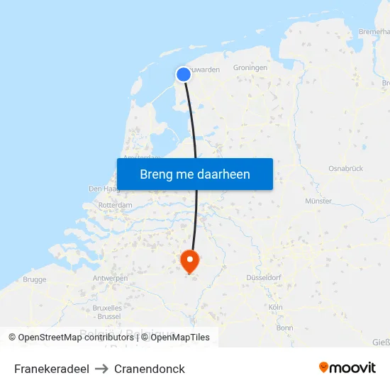 Franekeradeel to Cranendonck map