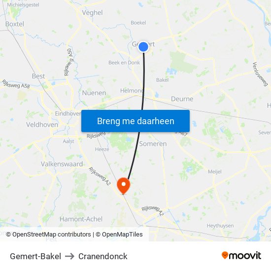 Gemert-Bakel to Cranendonck map
