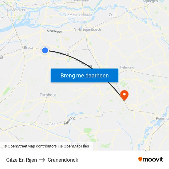 Gilze En Rijen to Cranendonck map