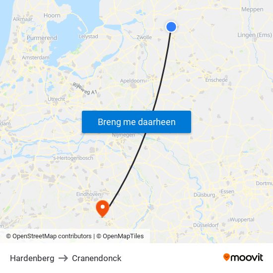 Hardenberg to Cranendonck map