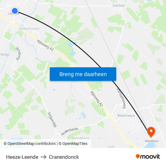Heeze-Leende to Cranendonck map