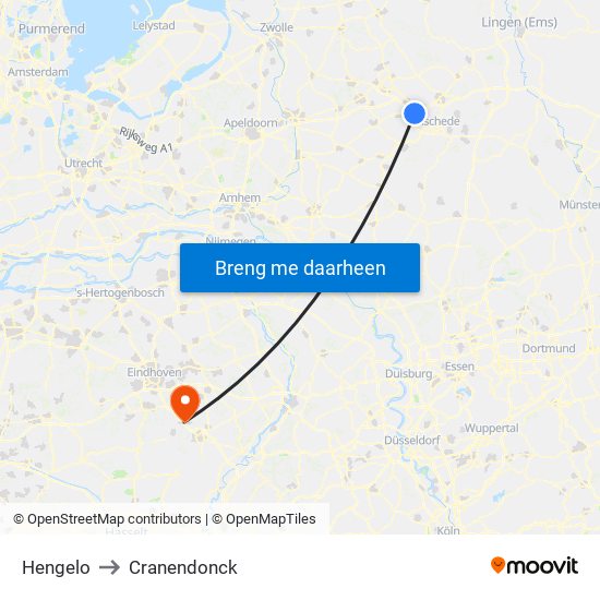 Hengelo to Cranendonck map