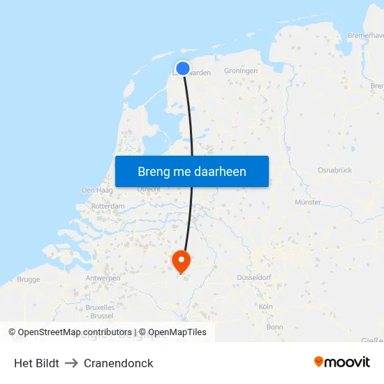 Het Bildt to Cranendonck map