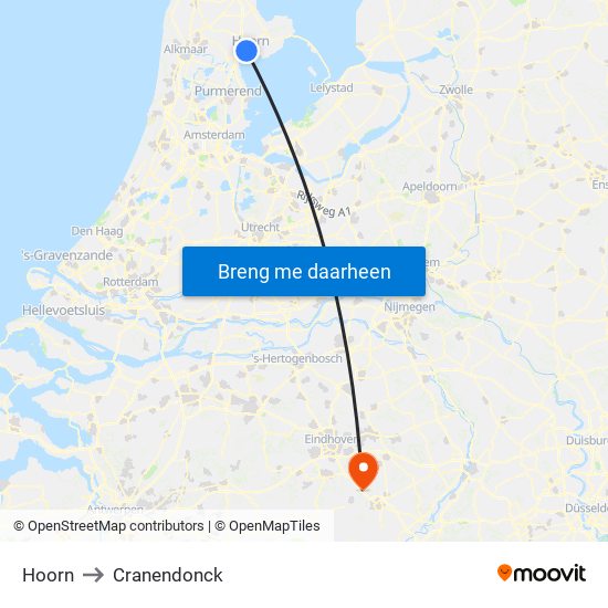 Hoorn to Cranendonck map