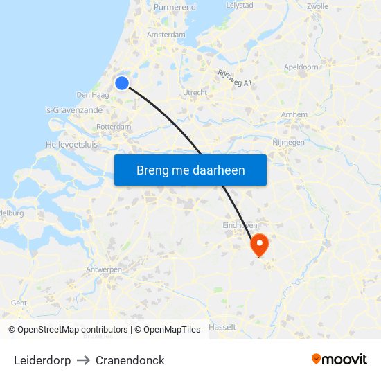 Leiderdorp to Cranendonck map