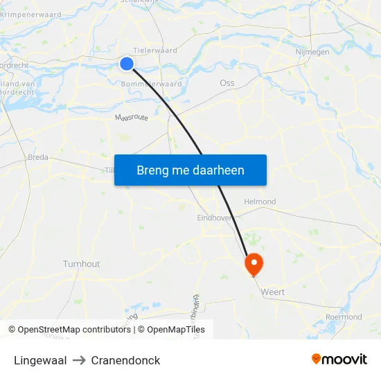 Lingewaal to Cranendonck map