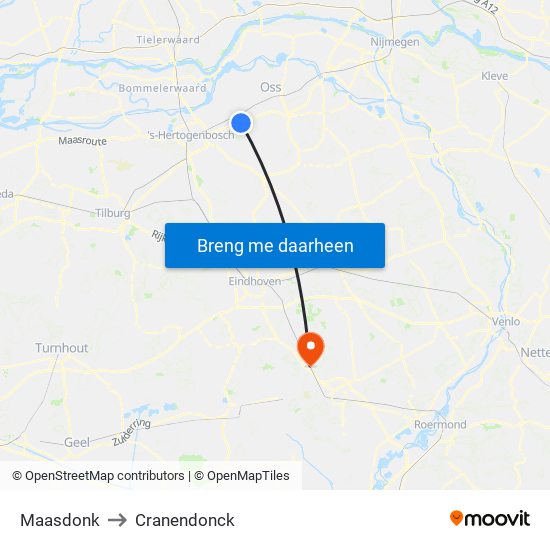 Maasdonk to Cranendonck map