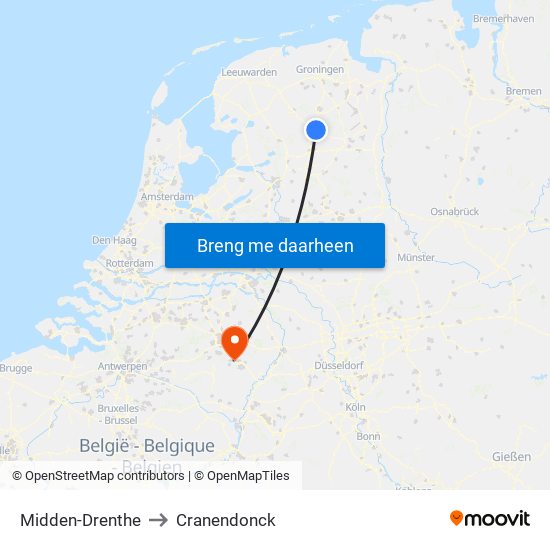 Midden-Drenthe to Cranendonck map