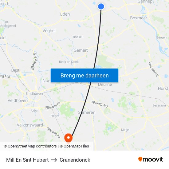 Mill En Sint Hubert to Cranendonck map