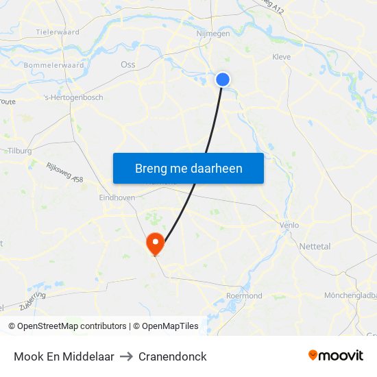 Mook En Middelaar to Cranendonck map