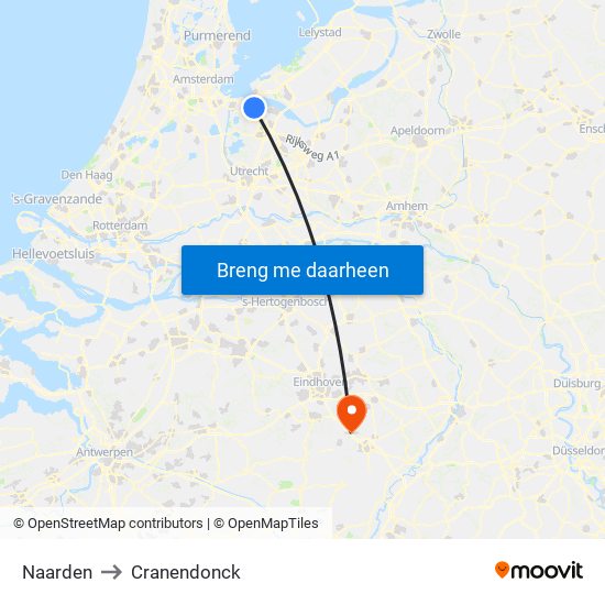 Naarden to Cranendonck map