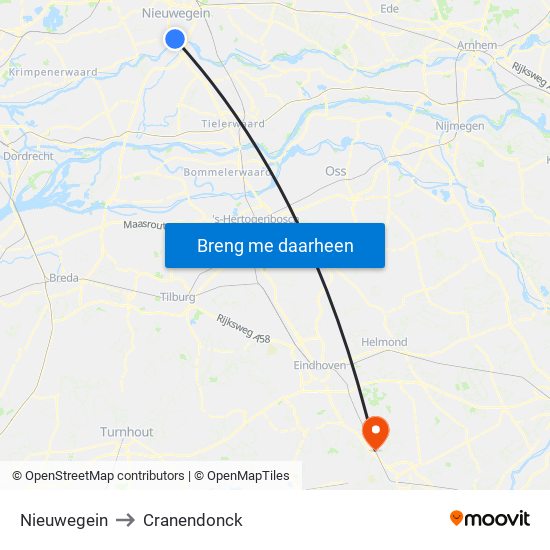 Nieuwegein to Cranendonck map