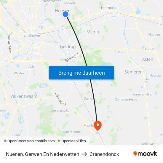 Nuenen, Gerwen En Nederwetten to Cranendonck map