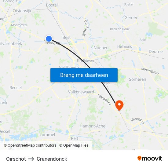 Oirschot to Cranendonck map