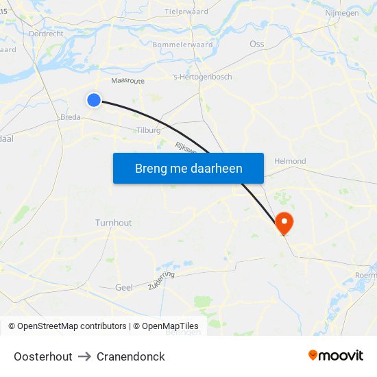 Oosterhout to Cranendonck map